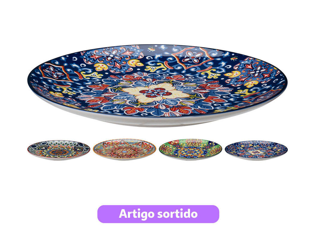 PRATO RASO DECORADO PORCELANA 27CM MODELOS SORTIDOS