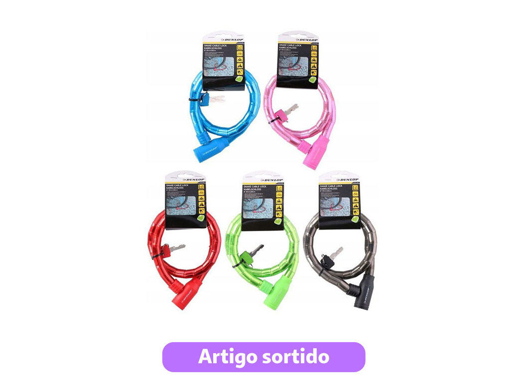 CADEADO COM CHAVE DUNLOP 18X800MM CORES SORTIDAS