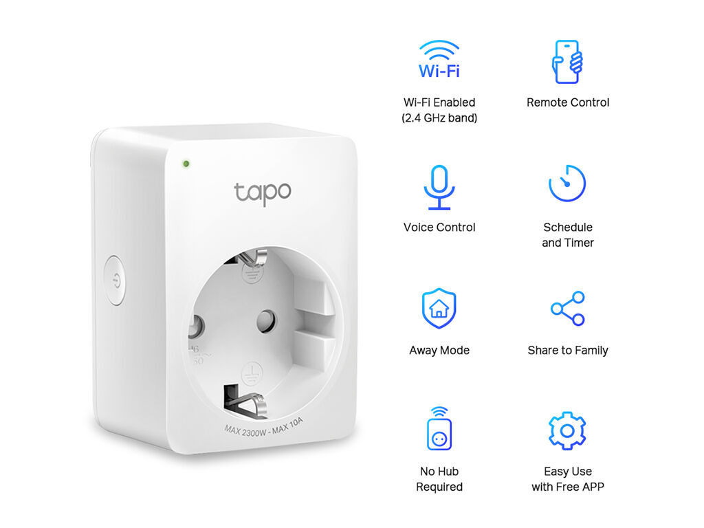 TOMADA SMART TP-LINK 2300W 10A TAPO-P100 PACK 2