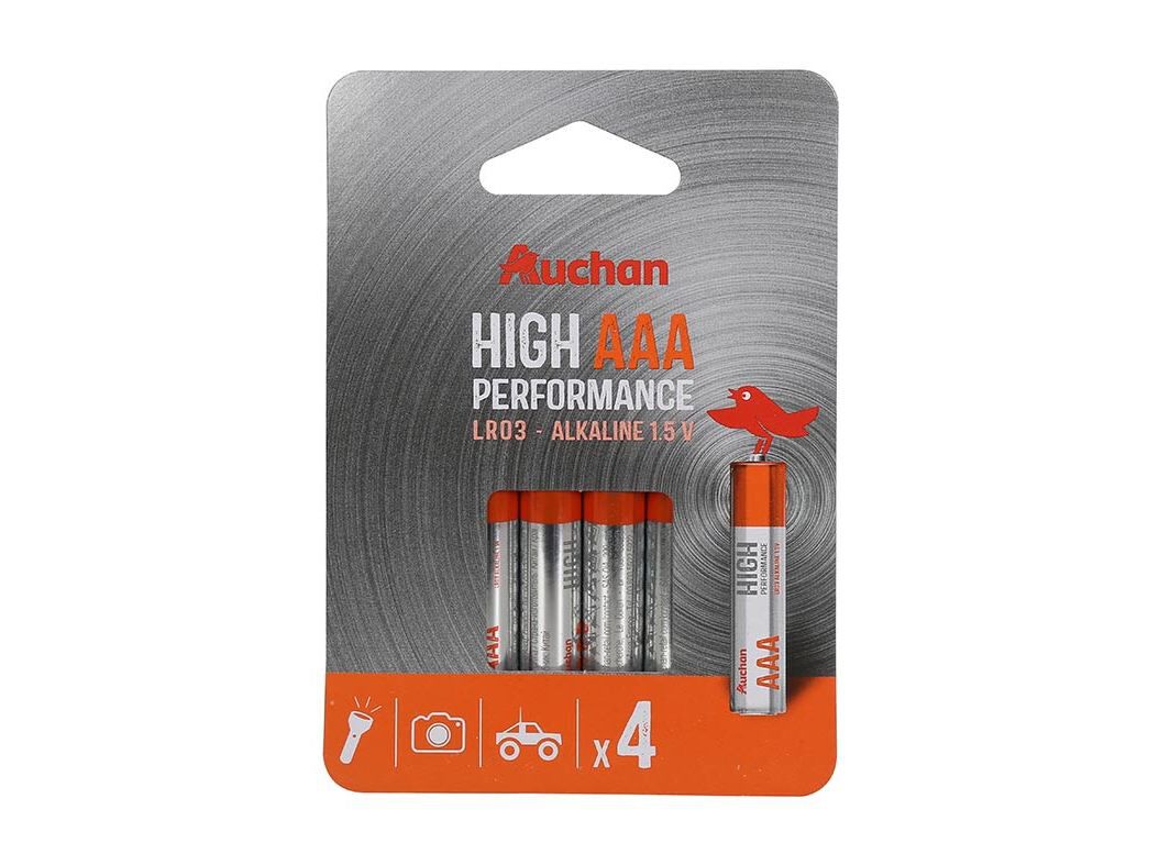 PACK 4 PILHAS ALCALINA AUCHAN PREMIUM AAA LR03 image number 0