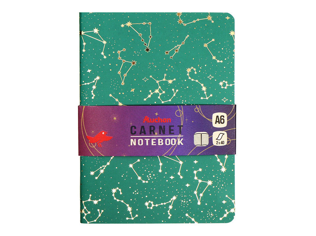 CONJ 2 CADERNOS A6 AUCHAN BEGE-VERDE 40F