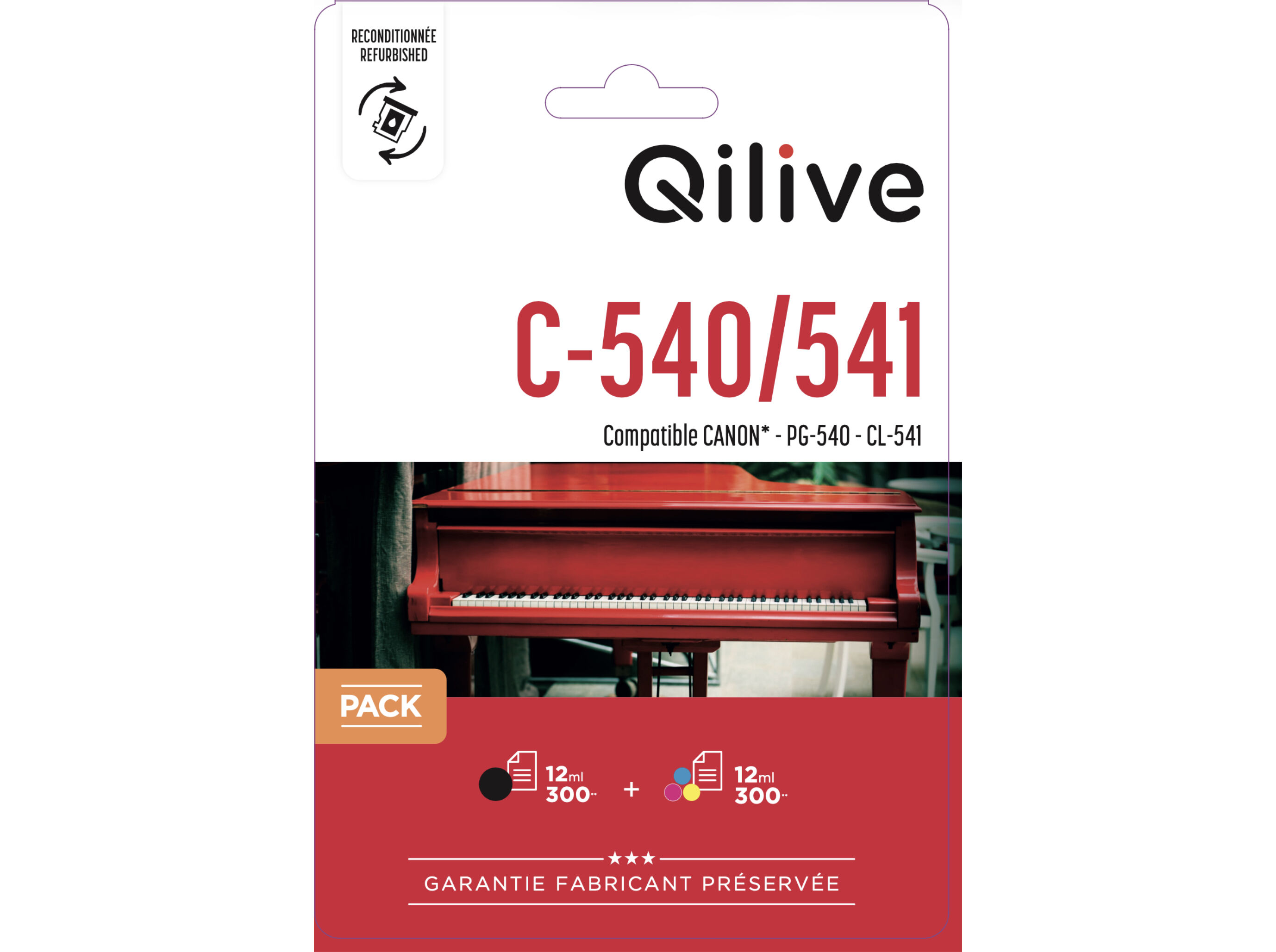 PACK TINTEIROS QILIVE COMPAT&Iacute;VEL CANON PG-540 / CL-541 PRETO E COR image number 0