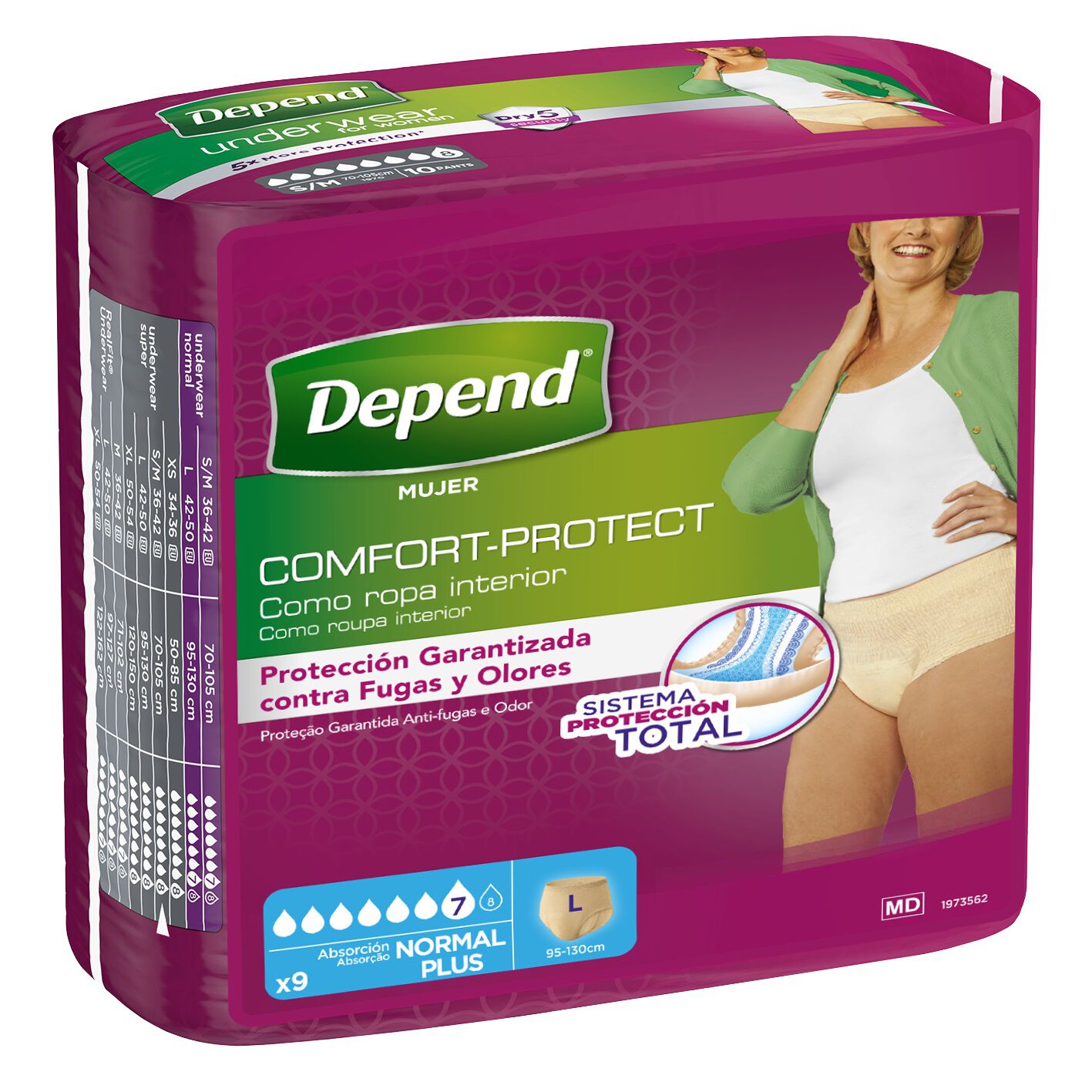 Cuecas Incontin&ecirc;ncia Depend Normal Mulher L 9N
