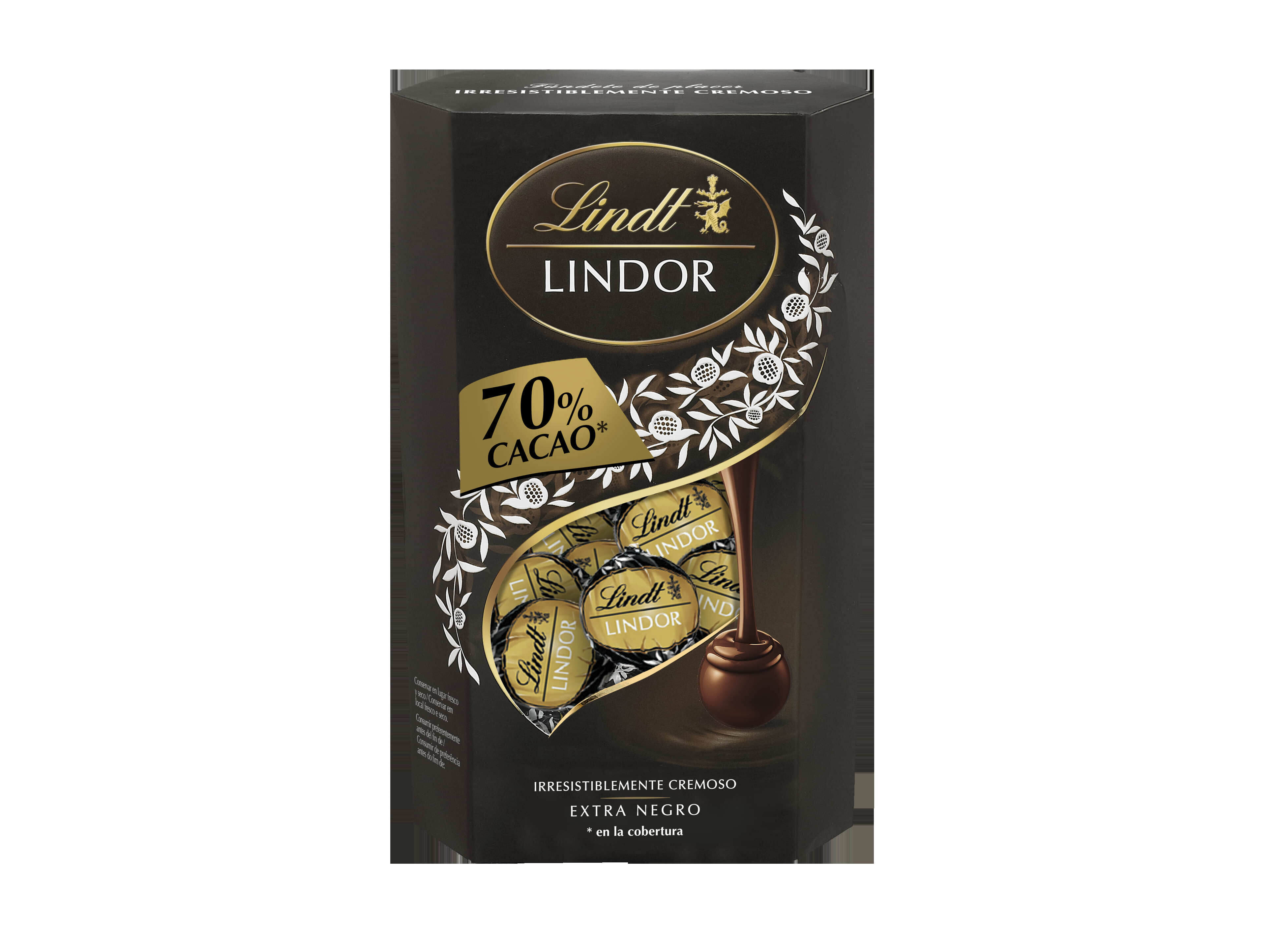 BOMBONS LINDOR CORNET NEGRO 70% 337G image number 0