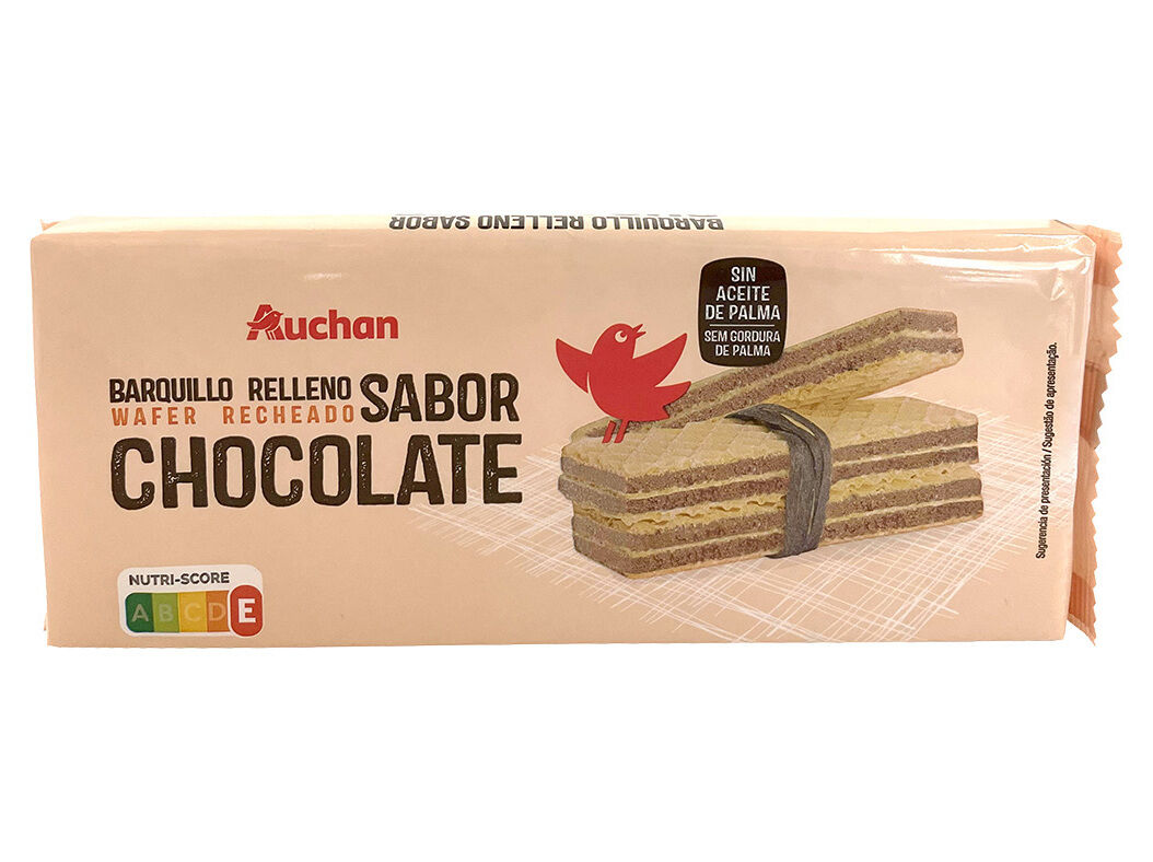 BOLACHA AUCHAN WAFFER RECHEIO CHOCOLATE 200G image number 0