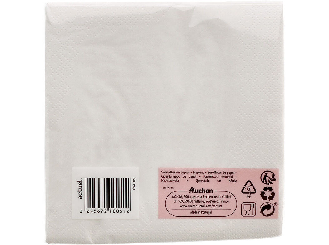 GUARDANAPOS ACTUEL FOLHA DUPLA 100 UNIDADES 33X33CM image number 1