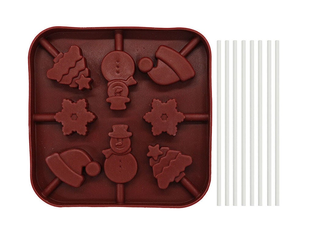 FORMA SILICONE ACTUEL PARA LOLLIPOPS VERMELHO 8 CAVIDADES