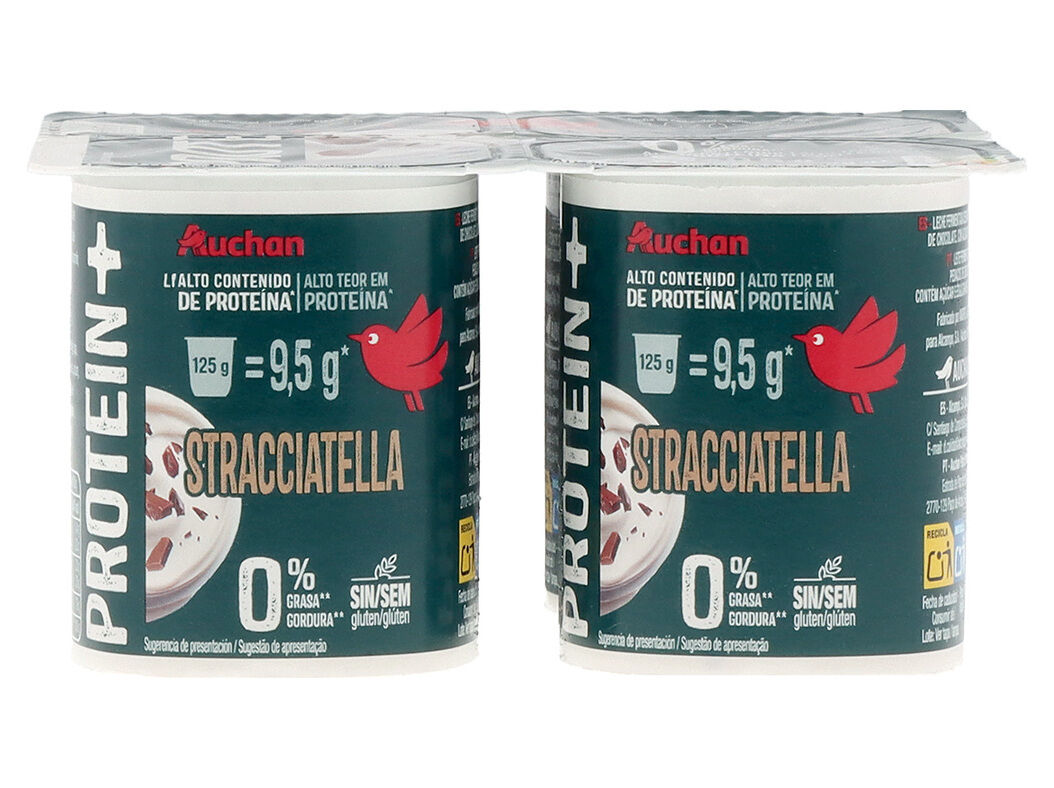 IOGURTE MAGRO PROTE&Iacute;NA AUCHAN STRACCIATELLA 4X125G