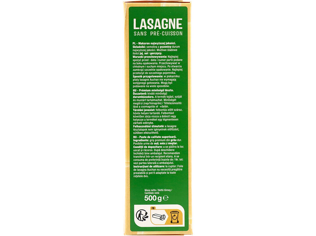 MASSA LASANHA AUCHAN 500G image number 2