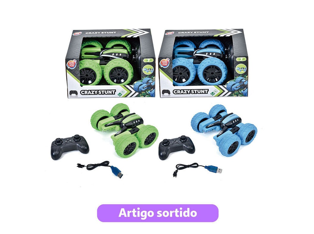 CARRO R/C ONE TWO FUN CRAZY STUNT 2.4 G 1/20 CORES SORTIDAS image number 0
