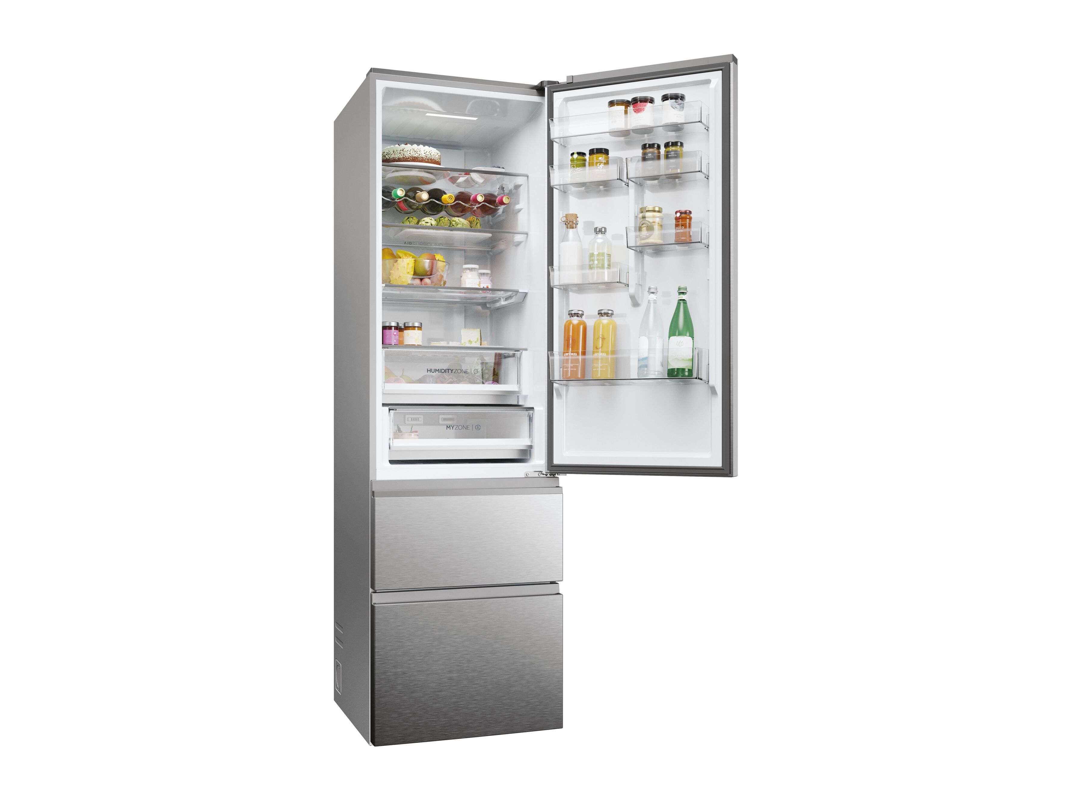 FRIGOR&Iacute;FICO COMBINADO 3 PORTAS HAIER HTW5620ENMG (NO FROST E 2.05CM 414L INOX) image number 4