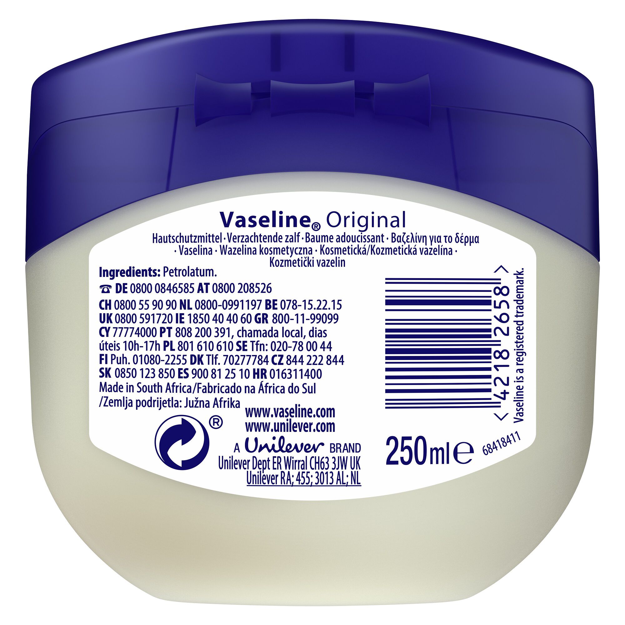 VASELINA VASELINE ORIGINAL 250ML image number 1