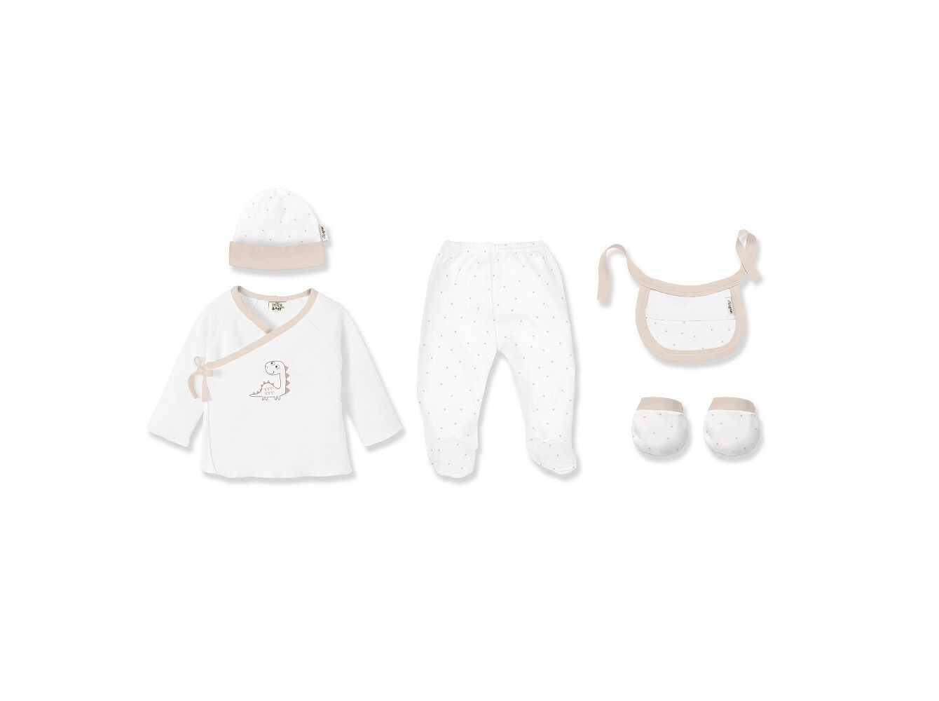 CONJUNTO 5 PE&Ccedil;AS INTERBABY BEGE 0-6 MESES image number 1