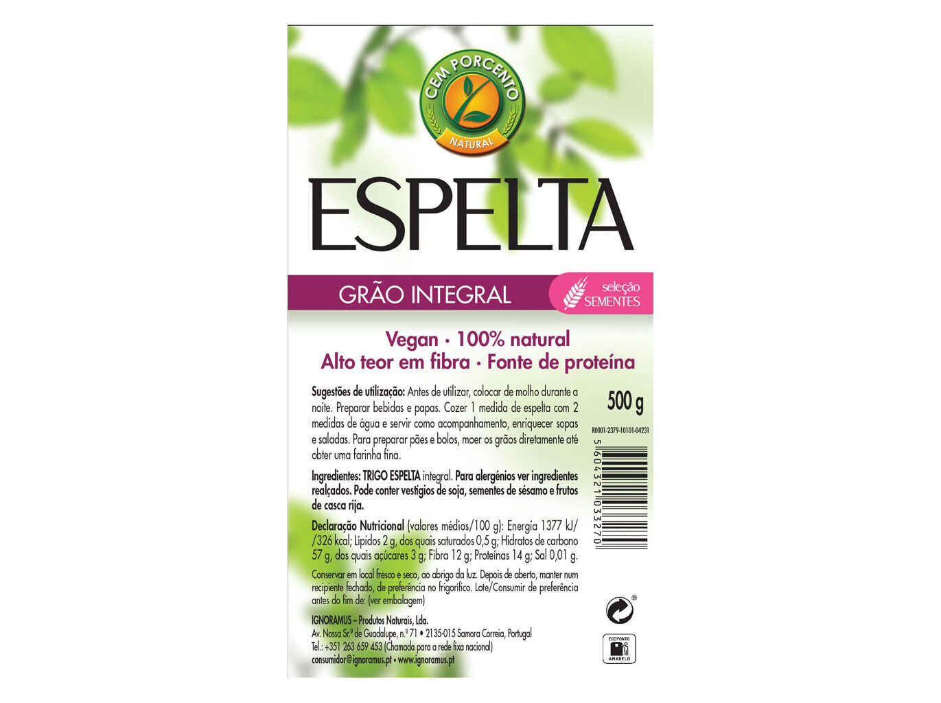 ESPELTA CEM PORCENTO GR&Atilde;O 500G image number 1