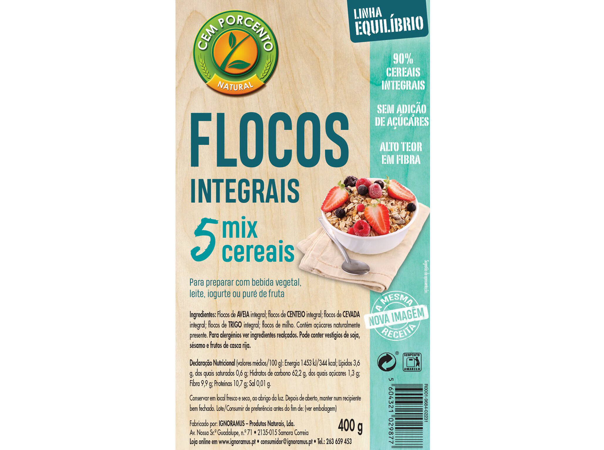 FLOCOS CEM PORCENTO 5 CEREAIS INTEGRAIS 400G image number 1