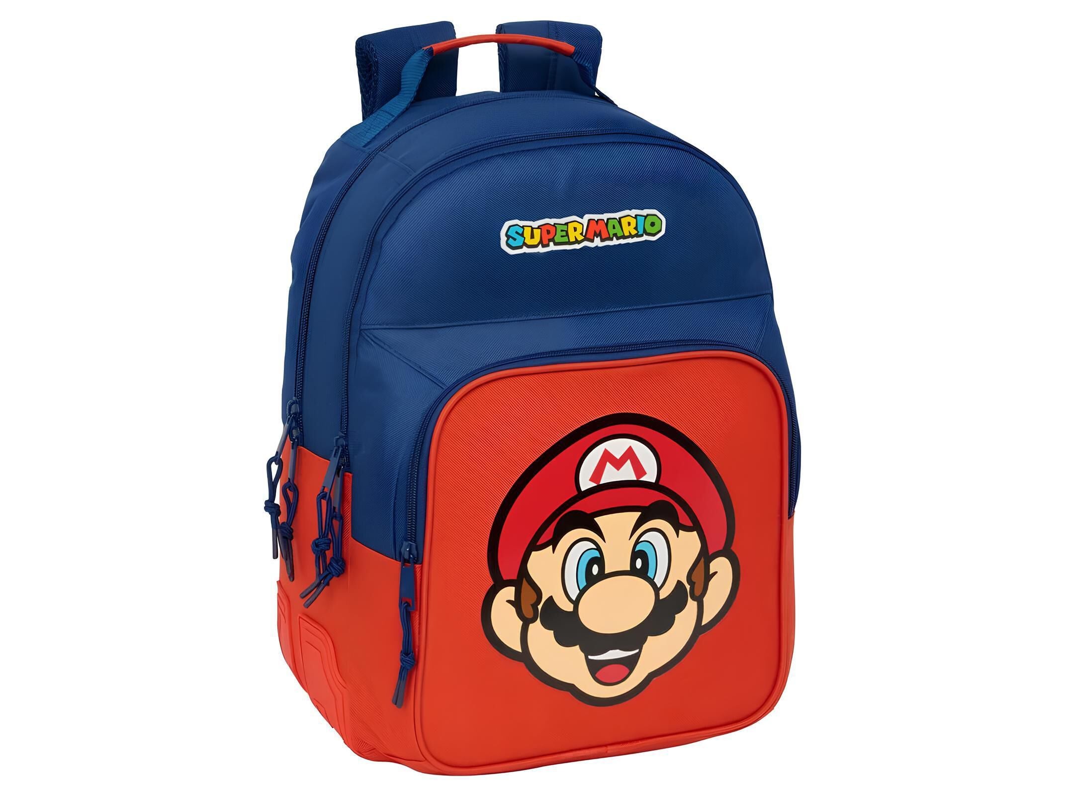 MOCHILA 1&ordm; CICLO SUPER M&Aacute;RIO BOLSO FRONTAL GRANDE 31X41X15CM