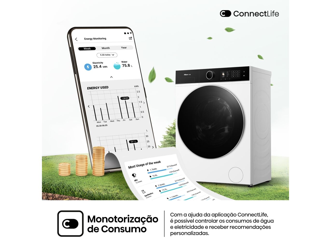 M&Aacute;QUINA DE LAVAR ROUPA HISENSE SERIE 5I WF5I8043BWF - BRANCO A 8KG A image number 11