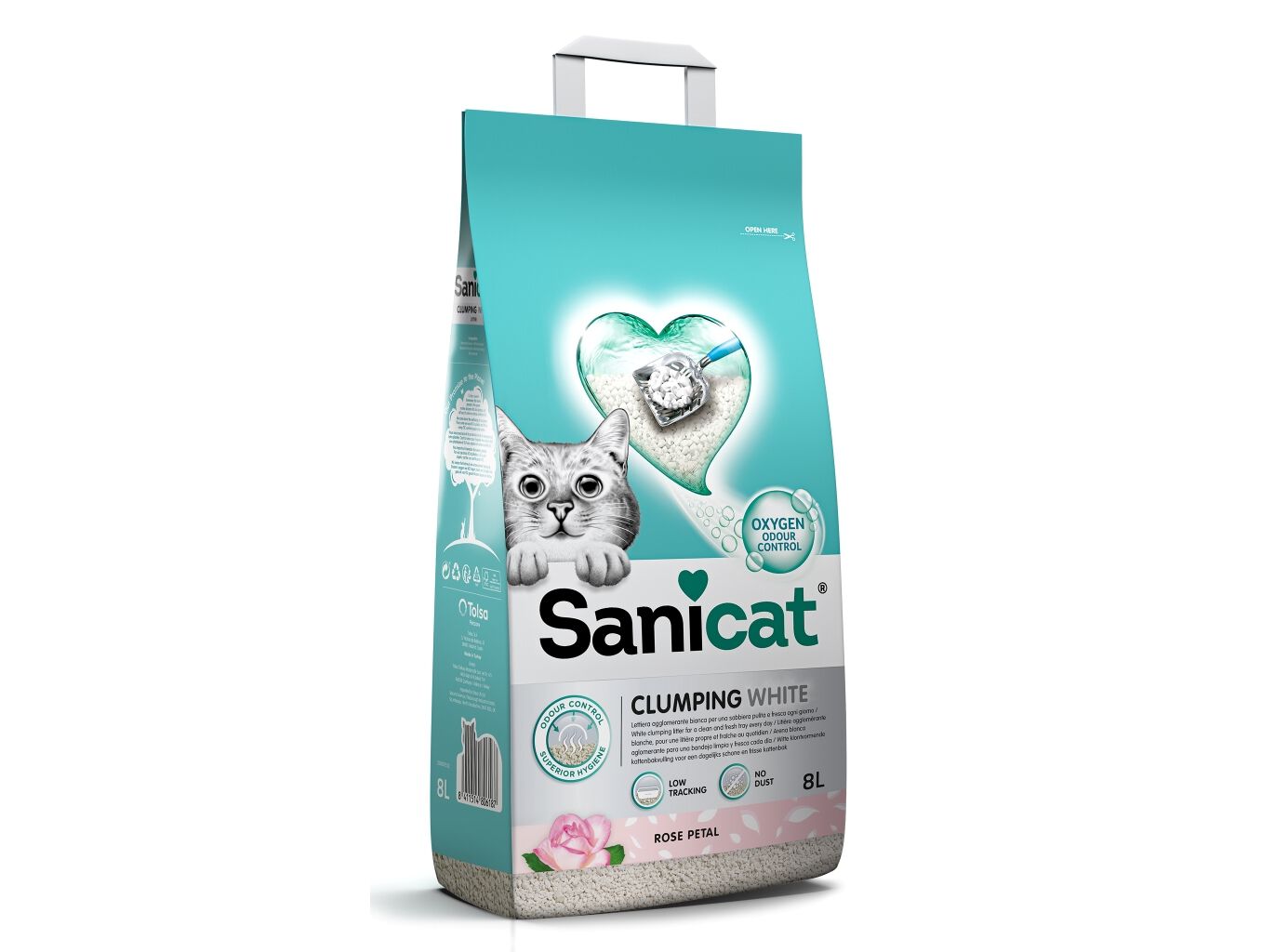 AREIA AGLOMERANTE GATO SANICAT WHITE ROSE 8L