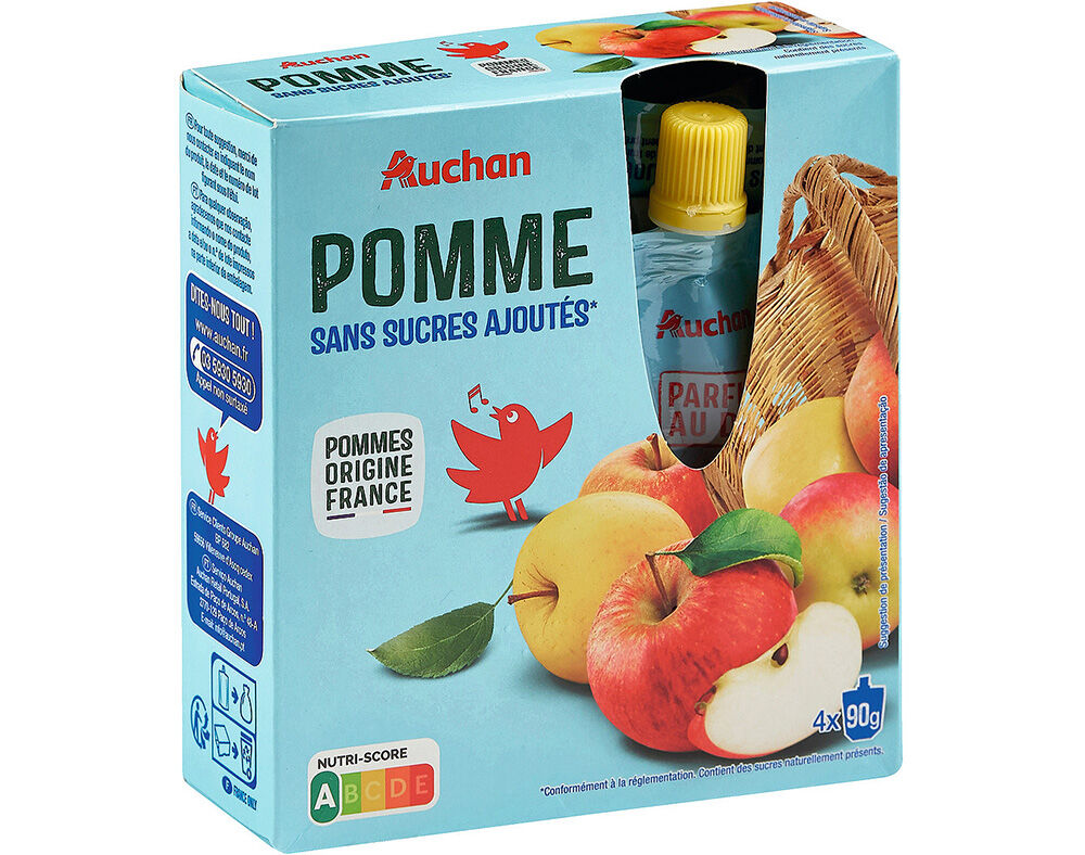 PUR&Eacute; AUCHAN MA&Ccedil;&Atilde; 360 G (4 X