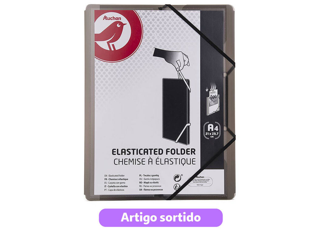 CAPA COM EL&Aacute;STICOS AUCHAN A4 EM PL&Aacute;STICO CORES SORTIDAS image number 1