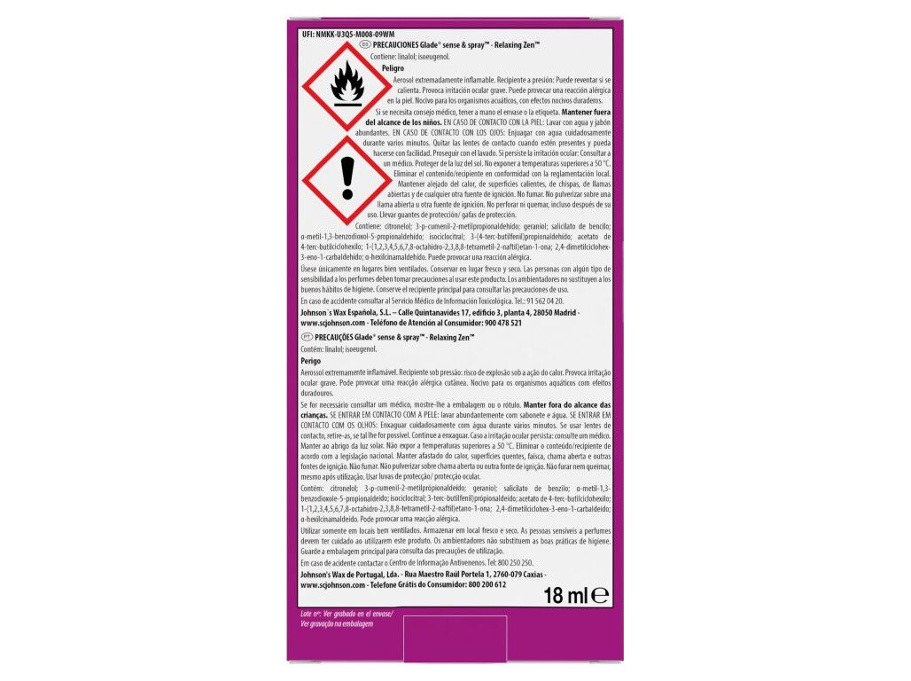 AMBIENTADOR GLADE EL&Eacute;CTRICO APARELHO SENSE E SPRAY RELAXING ZEN 18ML image number 1