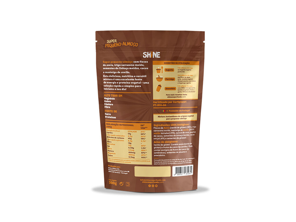 MIX PEQUENO ALMO&Ccedil;O SHINE AVEIA CACAU E AVEL&Atilde; BIO 300G image number 1