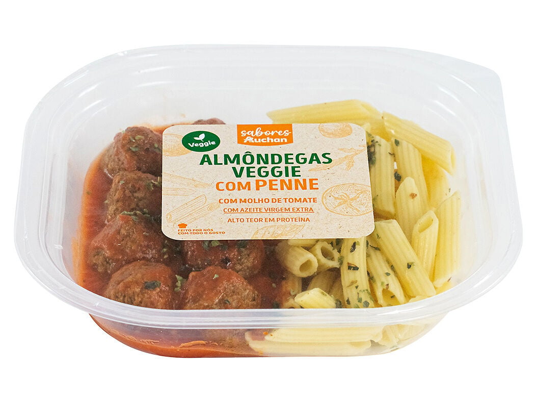 ALM&Ocirc;NDEGAS VEGGIE COM PENNE E MOLHO DE TOMATE SABORES AUCHAN 300 G image number 0