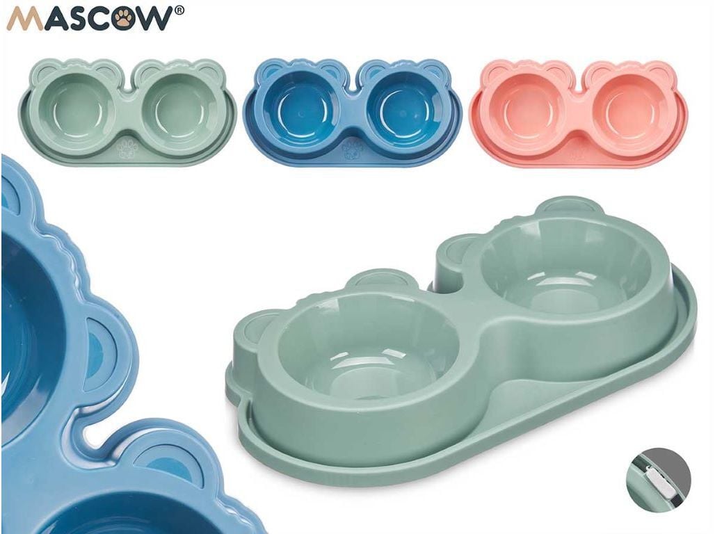 COMEDOURO DUPLO MASCOW PL&Aacute;STICO PEQUENO CORES SORTIDAS image number 1