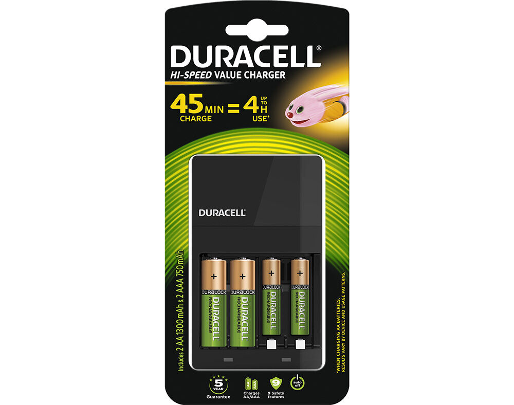 CARREGADOR DE PILHAS DURACELL CEF14 2AA+ 2AAA 4H