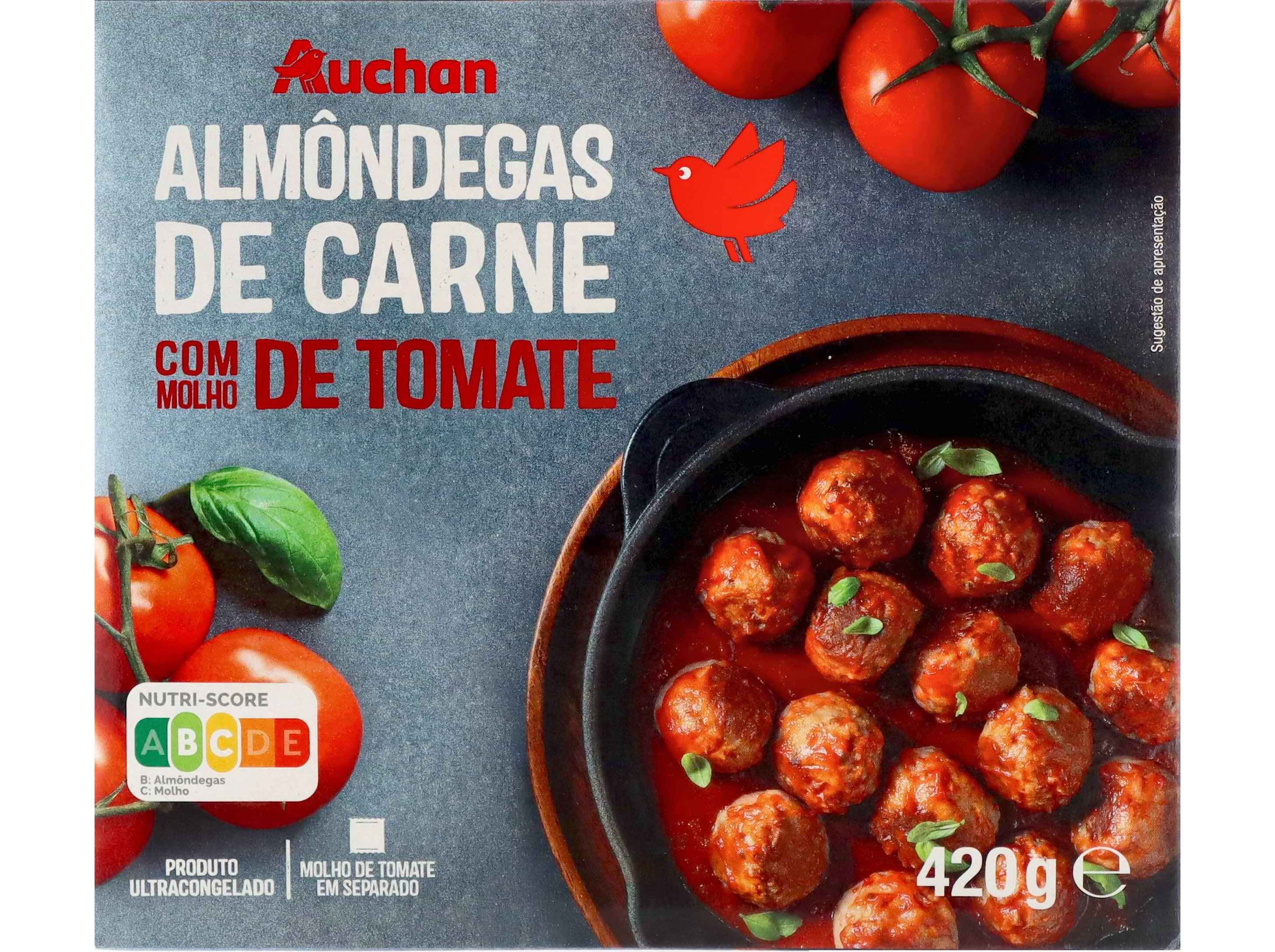 ALM&Ocirc;NDEGAS AUCHAN 60% BOVINO COM MOLHO TOMATE 420G