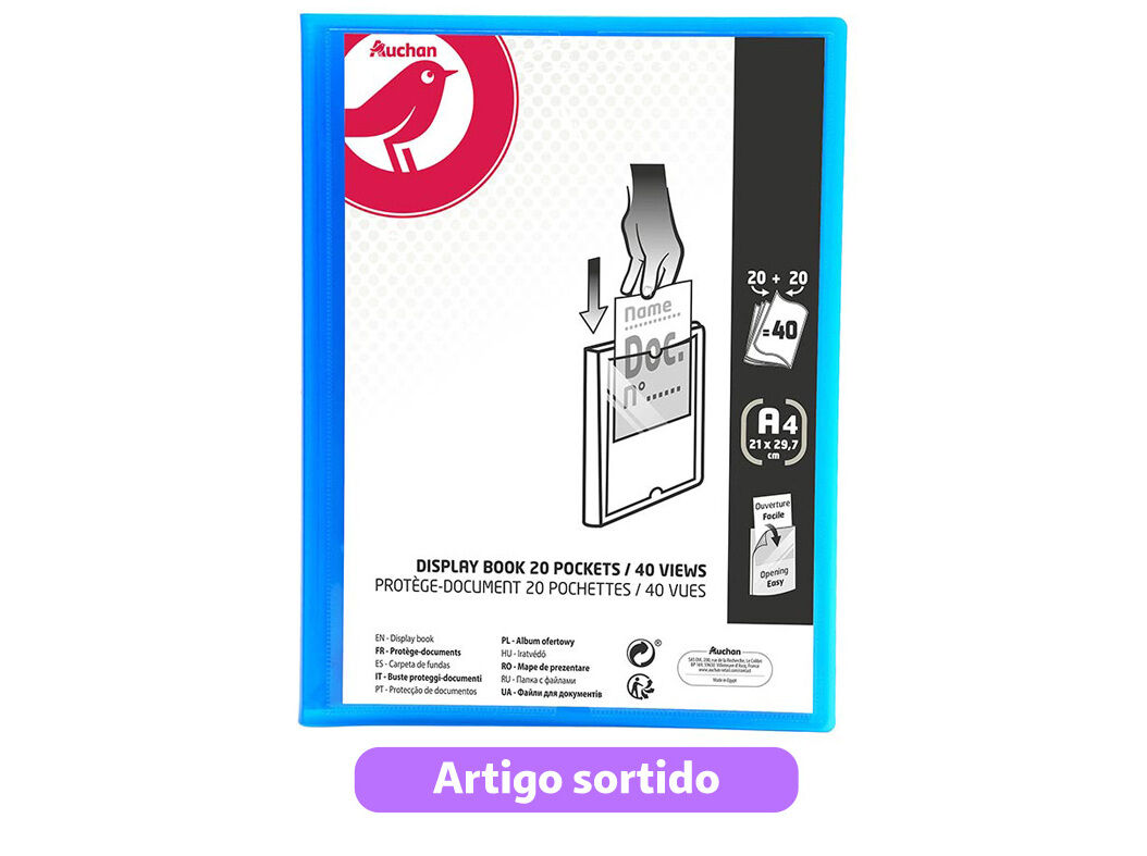 PORTF&Oacute;LIO AUCHAN A4 20+20 BOLSAS CORES SORTIDAS image number 3