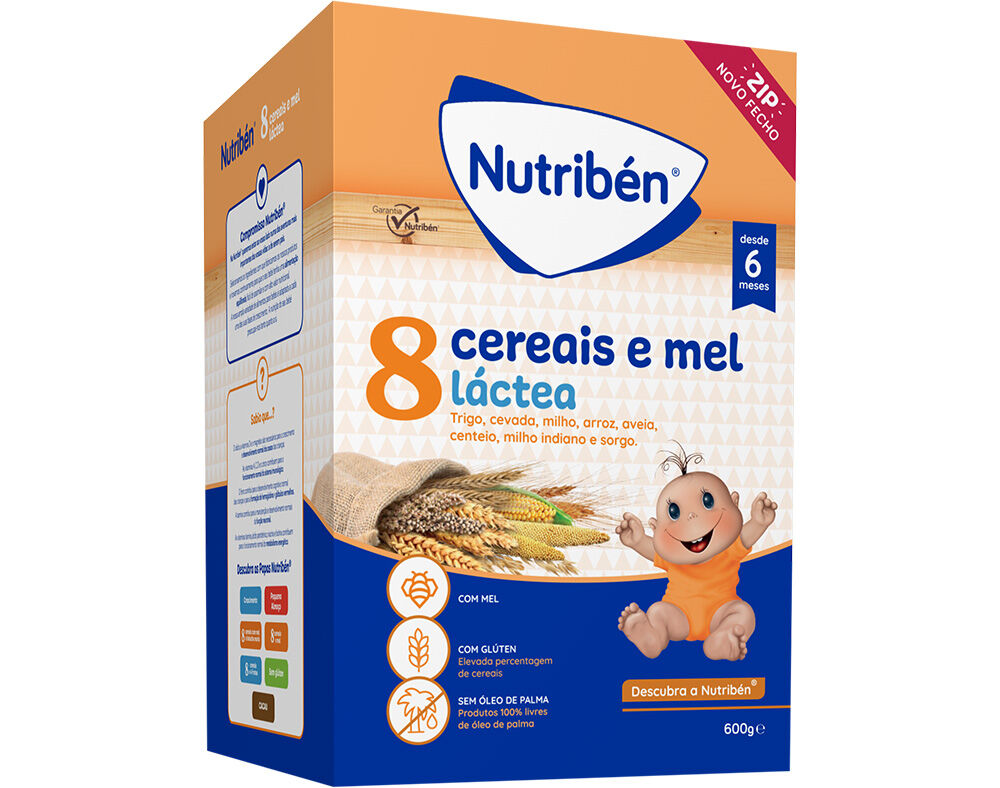 PAPA NUTRIBEN LACTEA 8 CEREAIS E MEL 600G image number 0