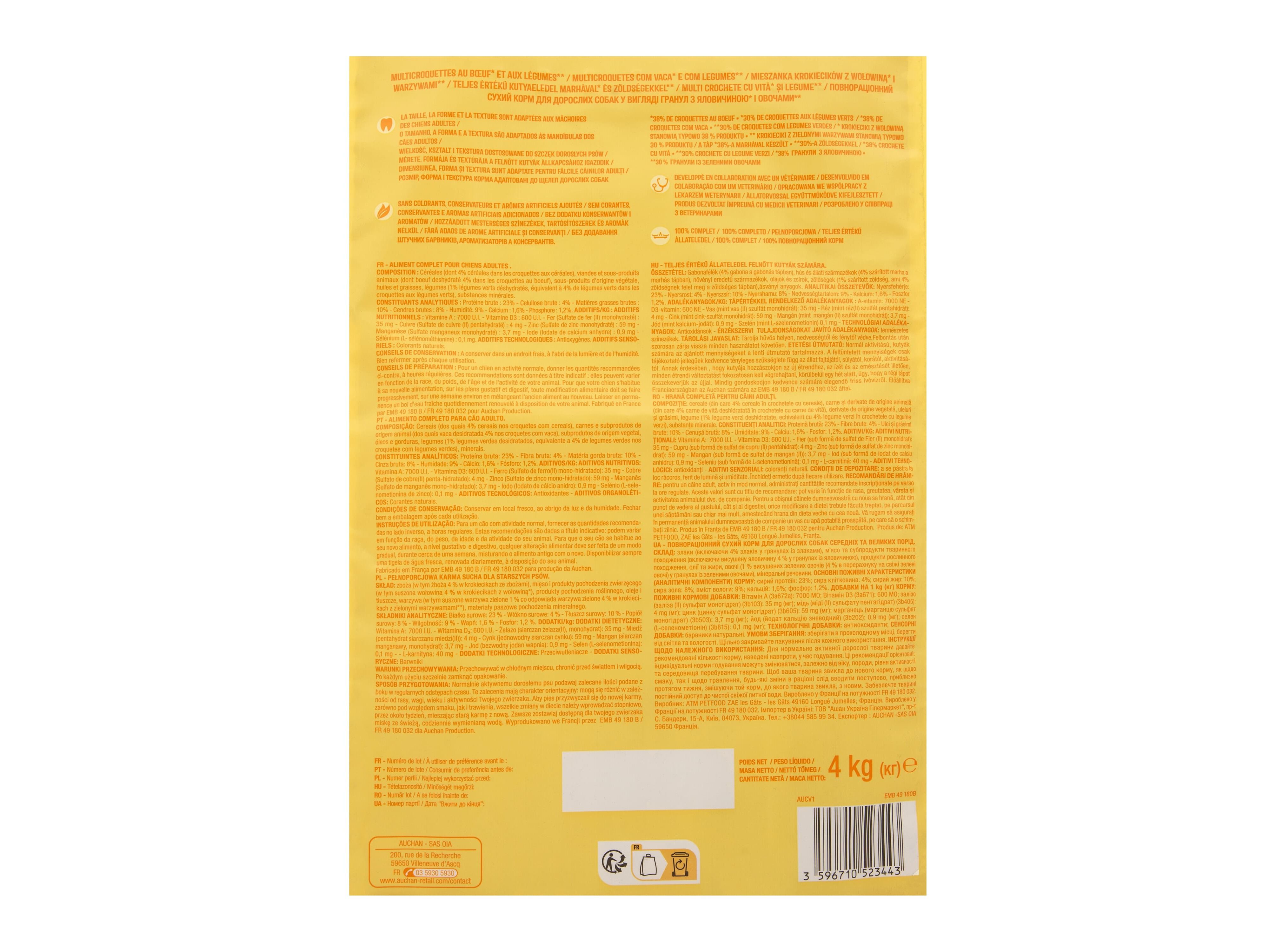 RA&Ccedil;&Atilde;O PARA C&Atilde;O AUCHAN VACA E LEGUMES 4KG image number 2