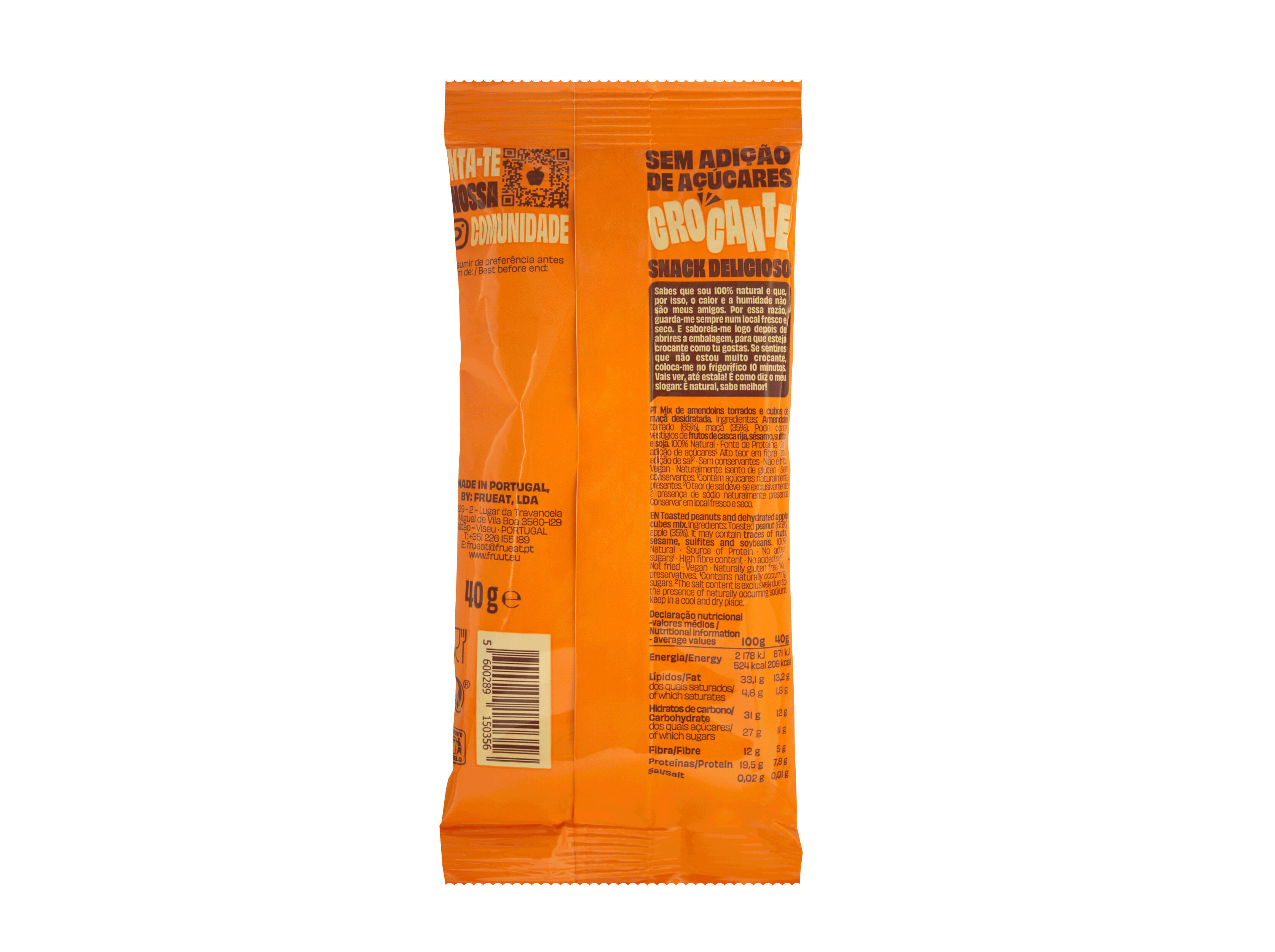 SNACK FRUUT MA&Ccedil;&Atilde; AMENDOIM SEM A&Ccedil;&Uacute;CAR 40G image number 1