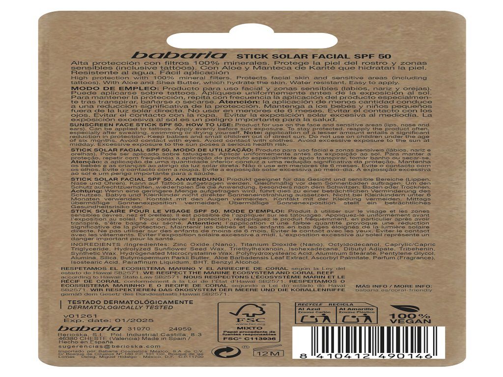 PROTECTOR BABARIA SOLAR PELE SENSIVEL TATOO STICK FP50 image number 1