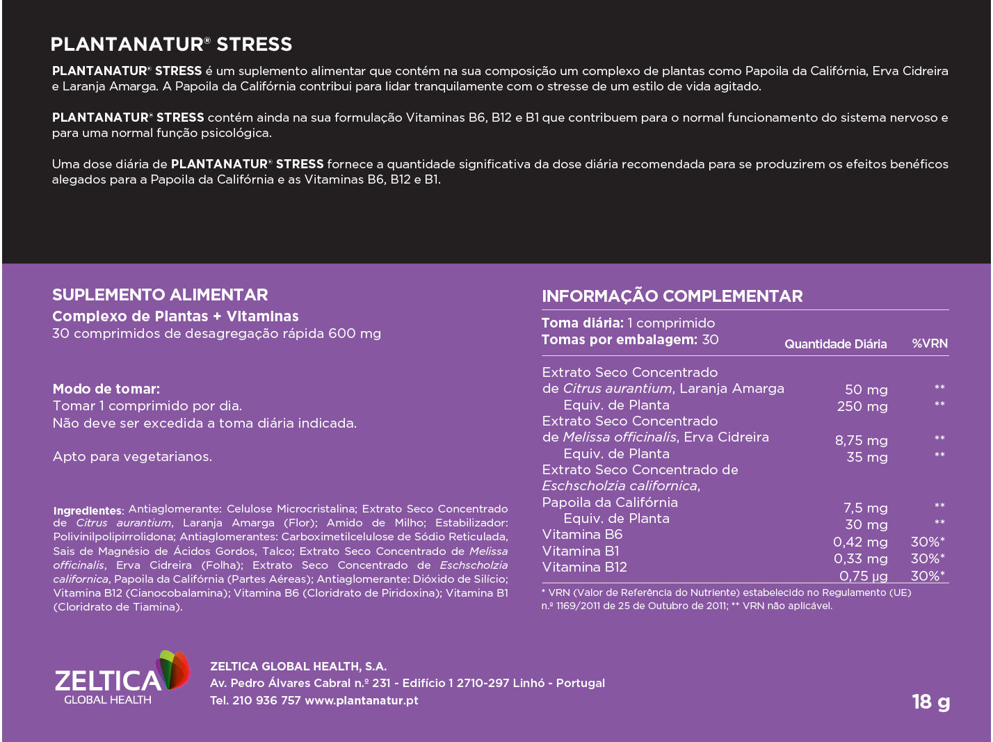 SUPLEMENTO PLANTANATUR STRESS 30 COMP image number 1