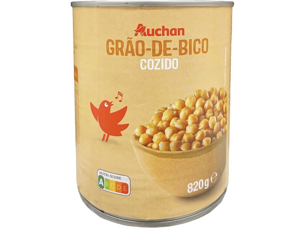 GR&Atilde;O DE BICO AUCHAN COZIDO 820(520)G image number 0