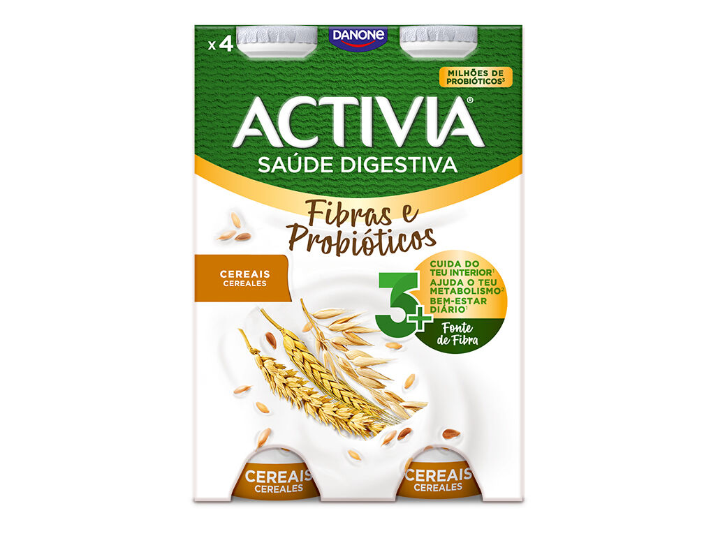BIFIDUS DANONE ACTIVIA L&Iacute;QUIDO FIBRAS E CEREAIS 4X155G