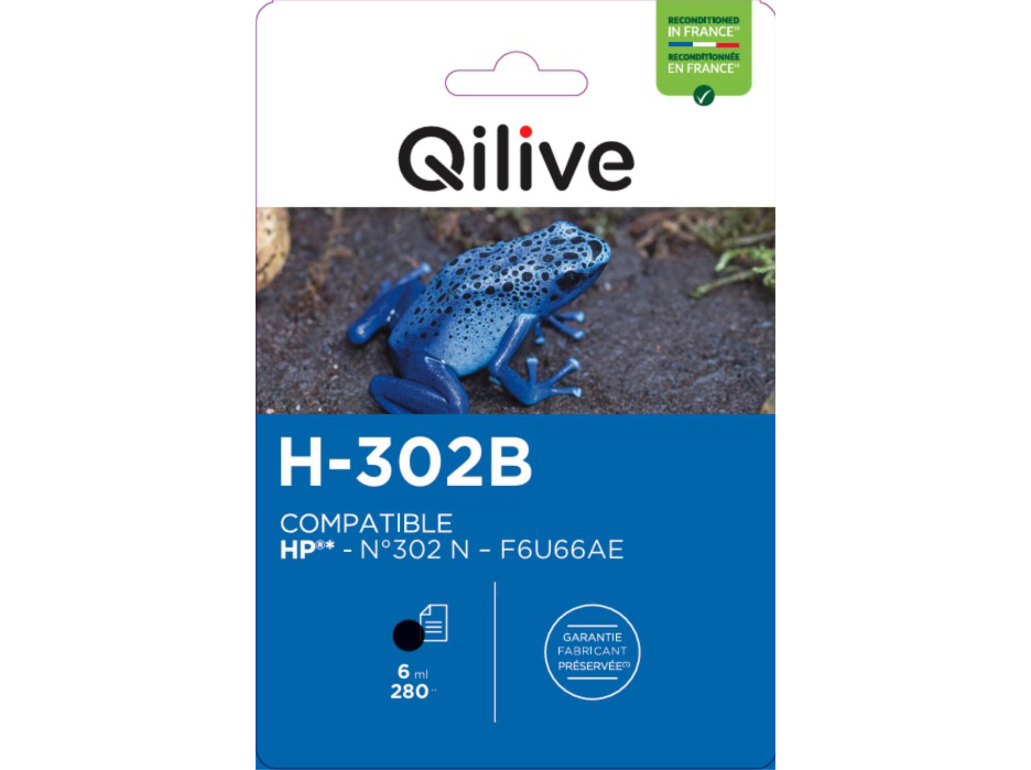 TINTEIRO QILIVE COMPAT&Iacute;VEL HP 302 PRETO image number 1