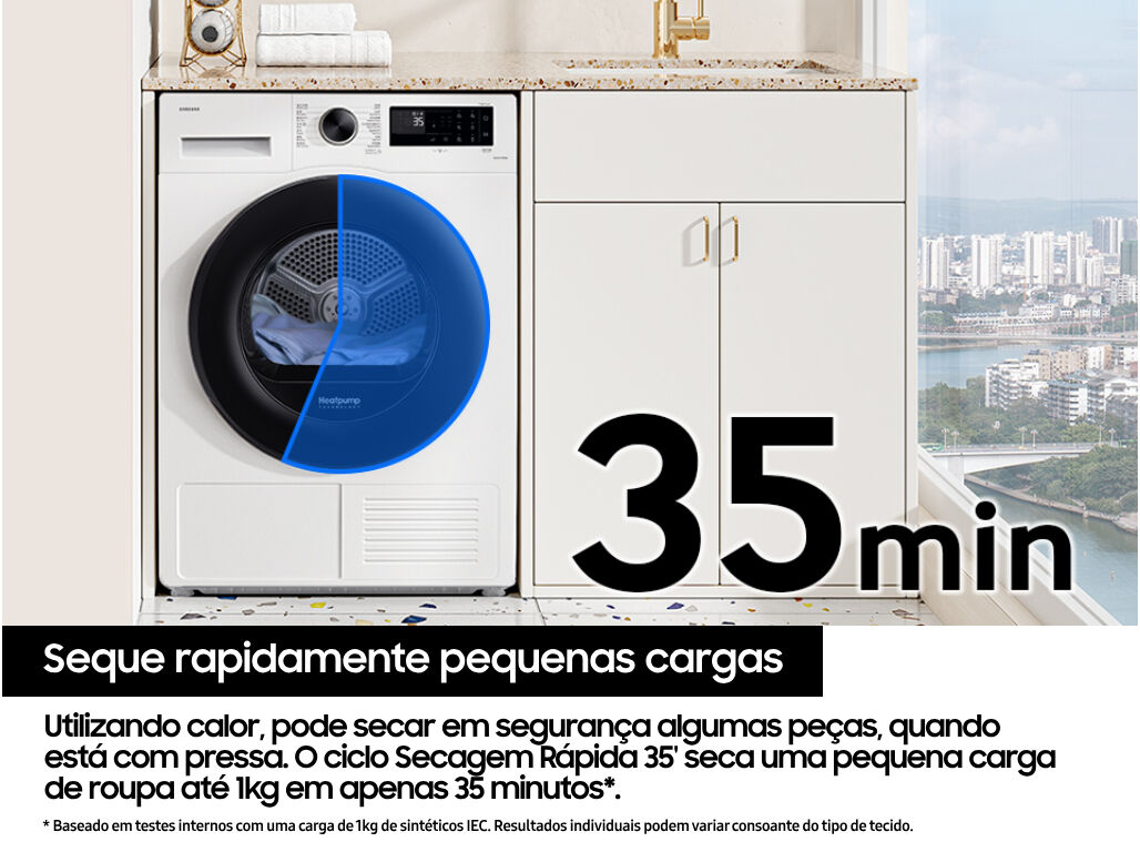 MAQUINA DE SECAR ROUPA SAMSUNG DV90DG52A0AEEP BRANCO C 9KG BOMBA CALOR image number 4