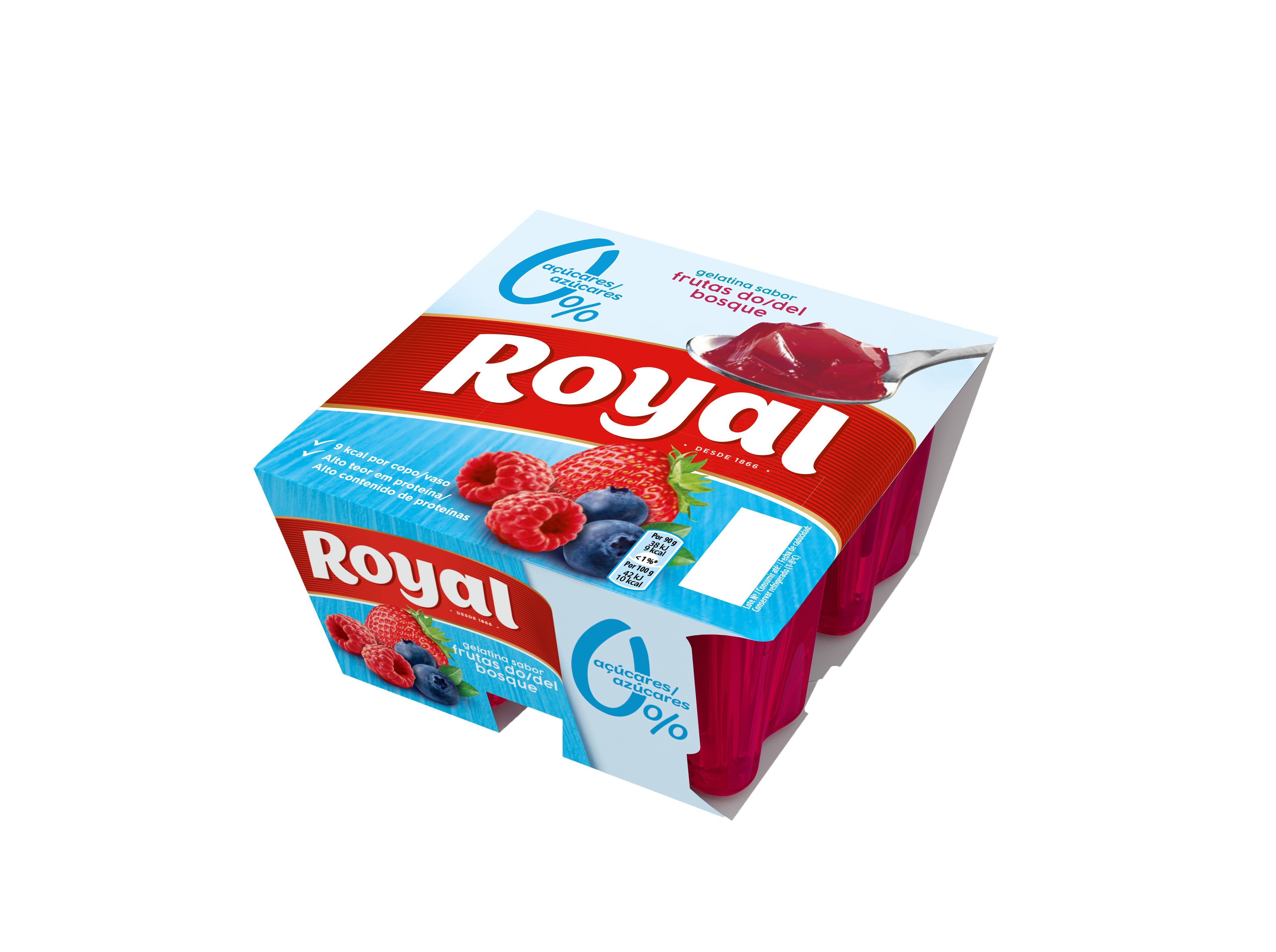 GELATINA ROYAL FRUTOS BOSQUE 0% A&Ccedil;&Uacute;CAR 4X90 G