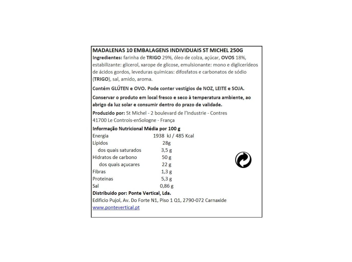 MADALENAS ST.MICHEL 10 INDIVIDUAIS 250G image number 1