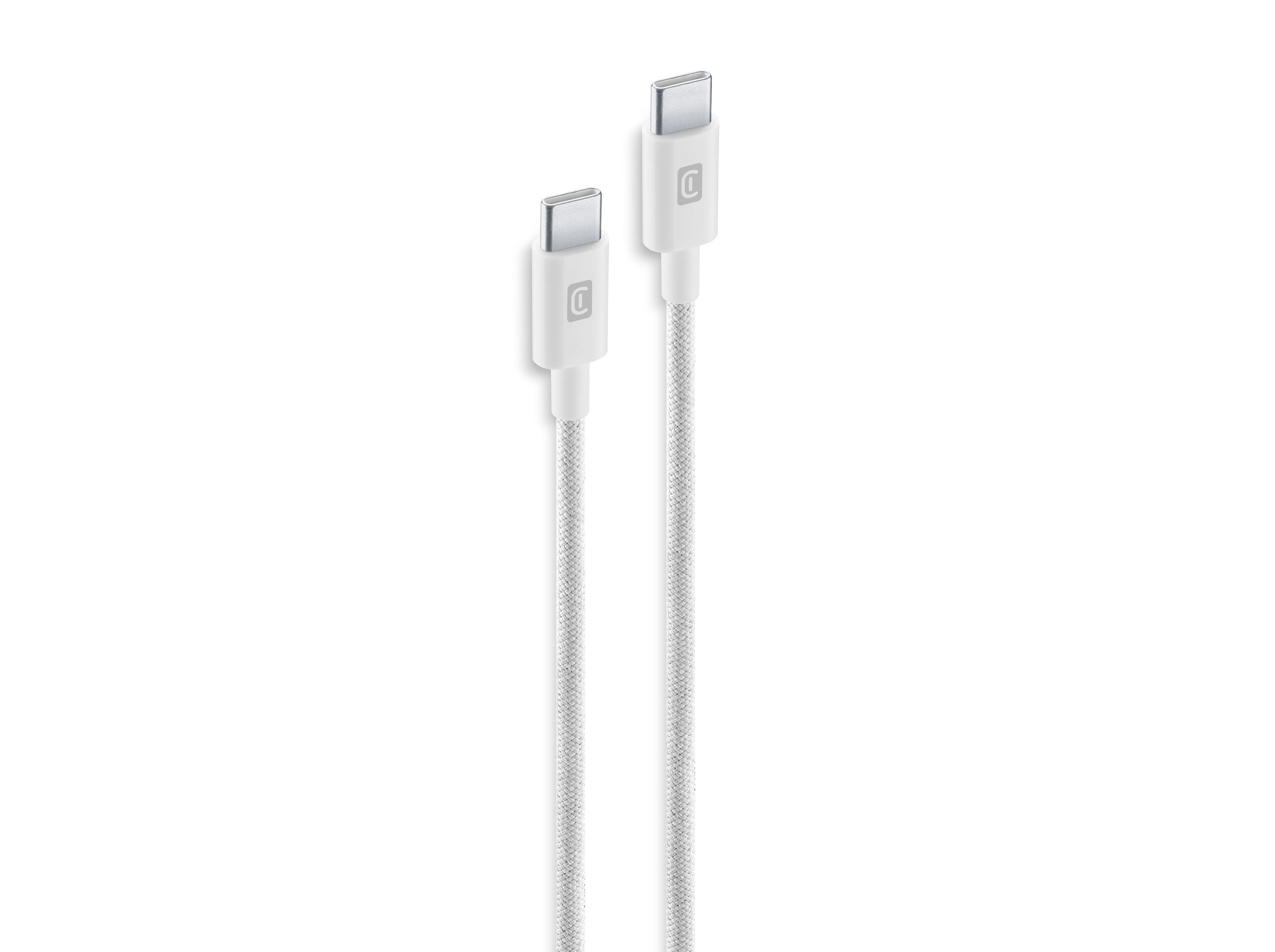 CABO CELLULARLINE BRANCO BRAIDED USB-C/USB-C 1.5MT