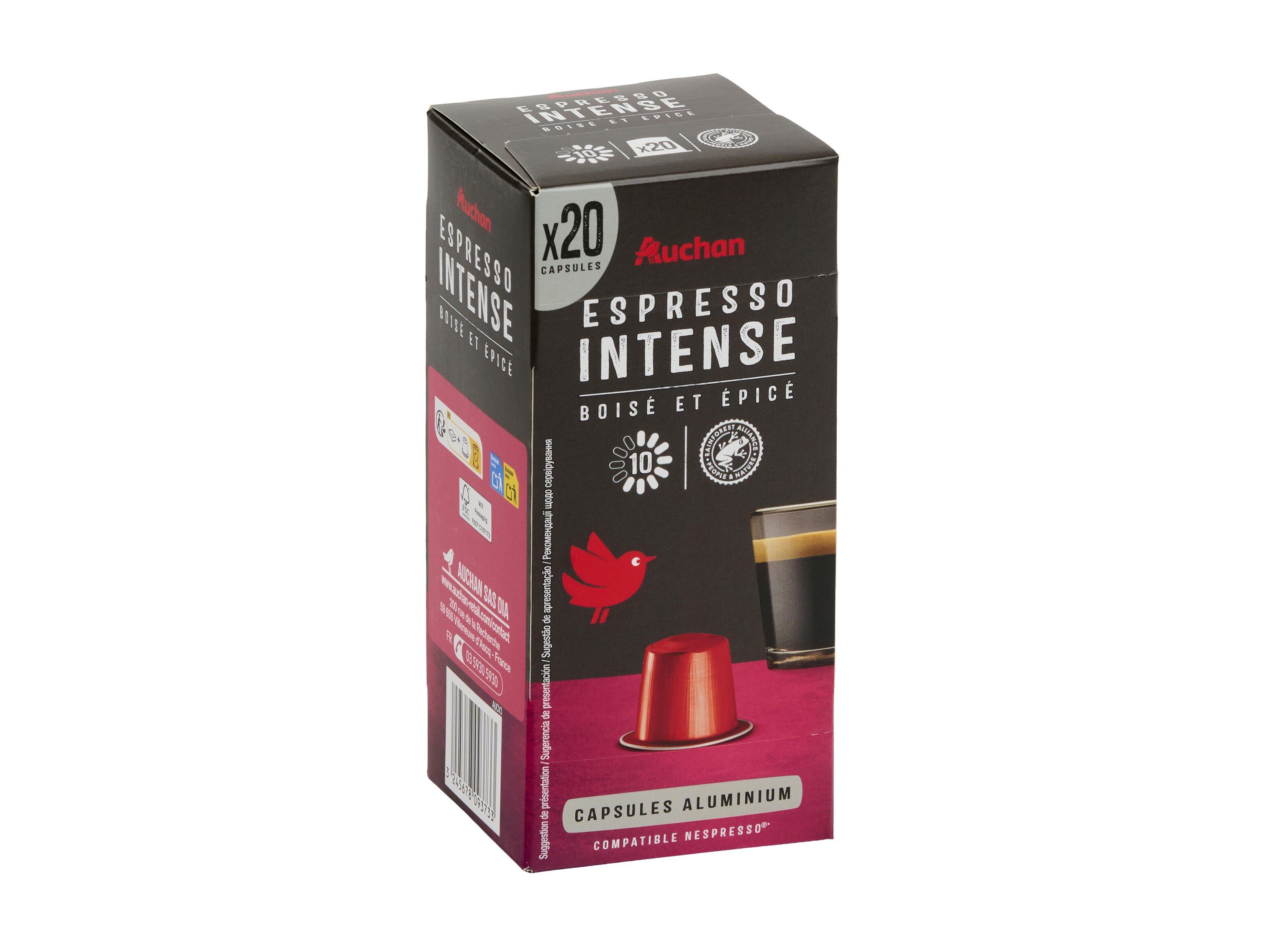 CAPSULAS DE CAF&Eacute; AUCHAN EM ALUMINIO COMPAT&Iacute;VEIS COM M&Aacute;QUINAS NESPRESSO EXPRESSO INTENSE 20 UN