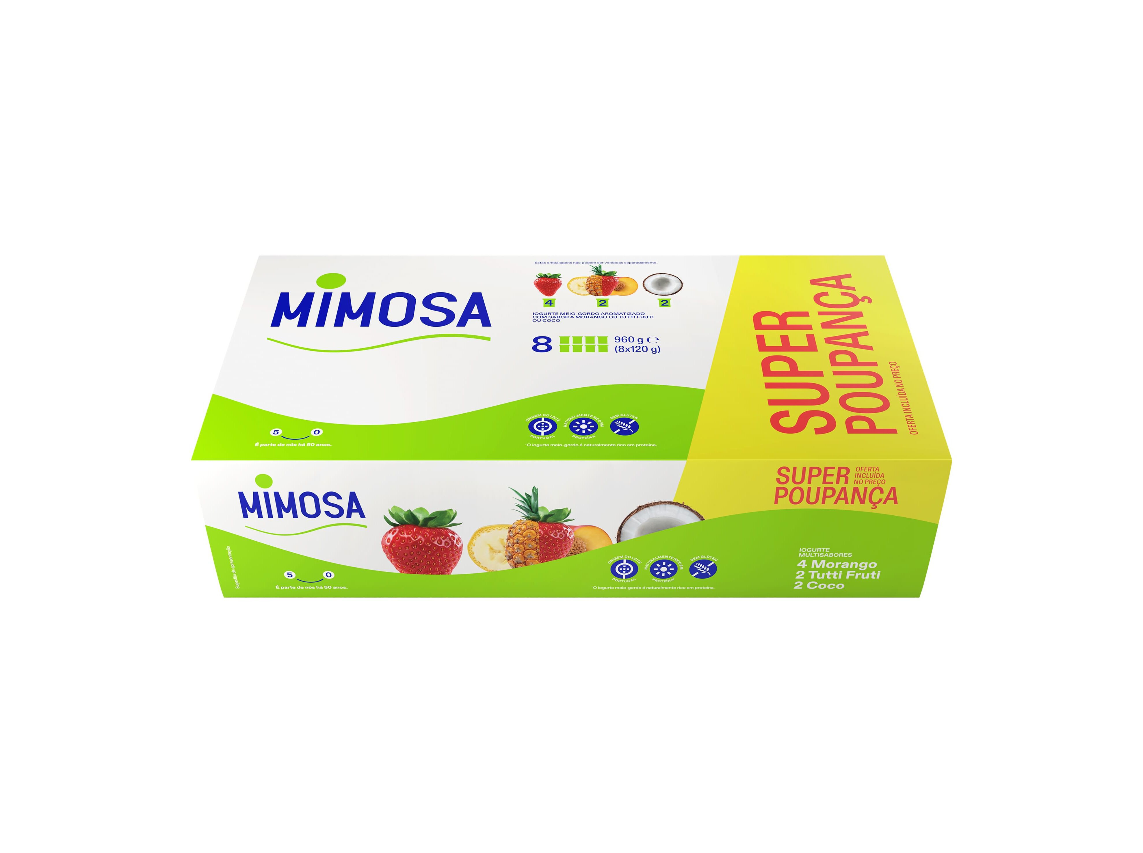 IOGURTE MIMOSA AROMA MORANGO COCO E TUTTI 8X120G image number 0