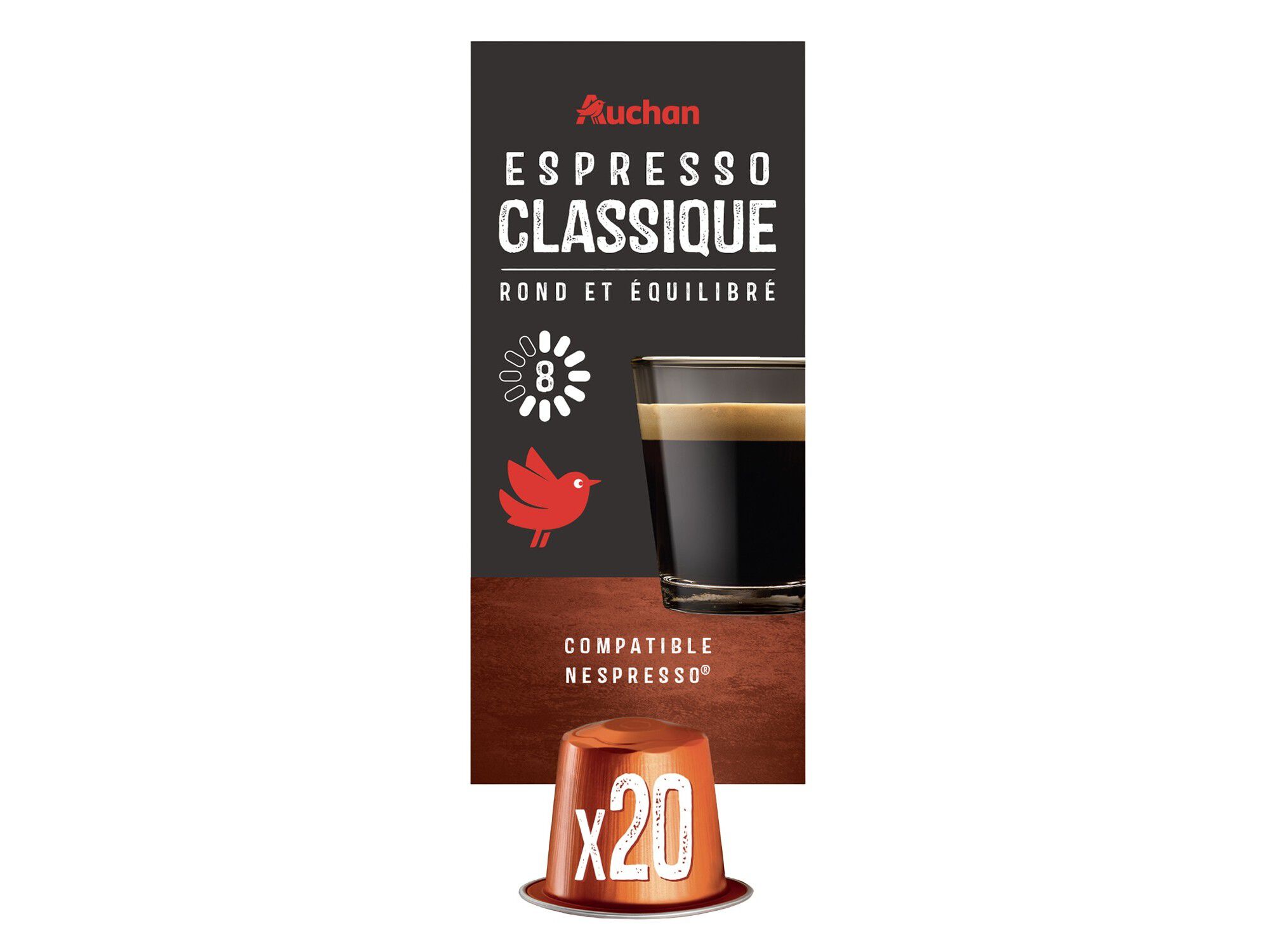 C&Aacute;PSULAS DE CAF&Eacute; AUCHAN COMPAT&Iacute;VEIS COM M&Aacute;QUINAS NESPRESSO EXPRESSO CLASSIQUE 20 UN