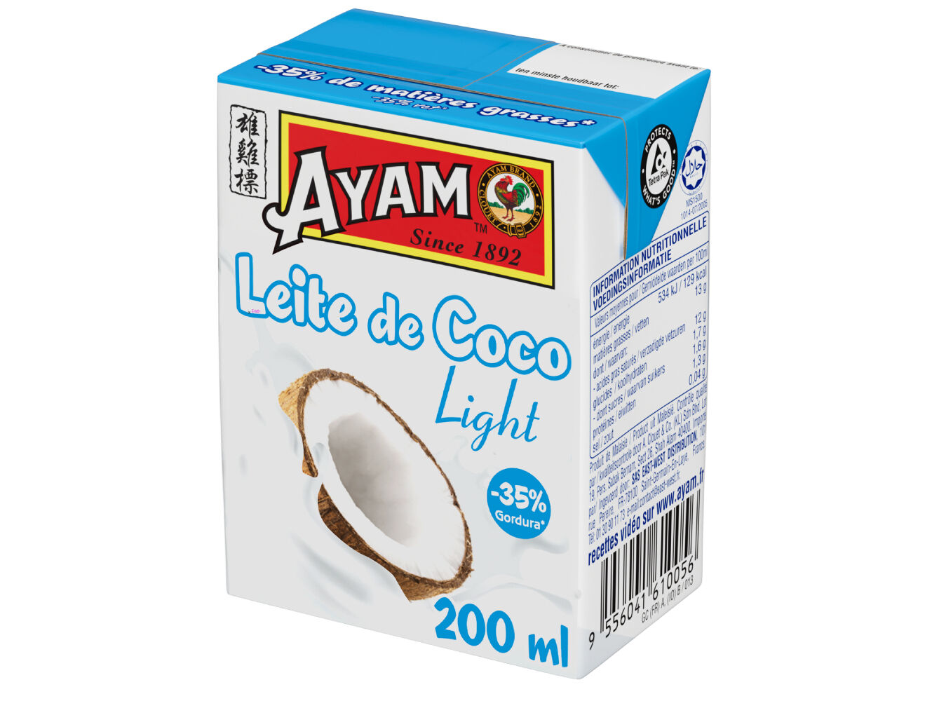 LEITE DE COCO AYAM LIGHT TETRAPACK 200 ML image number 0