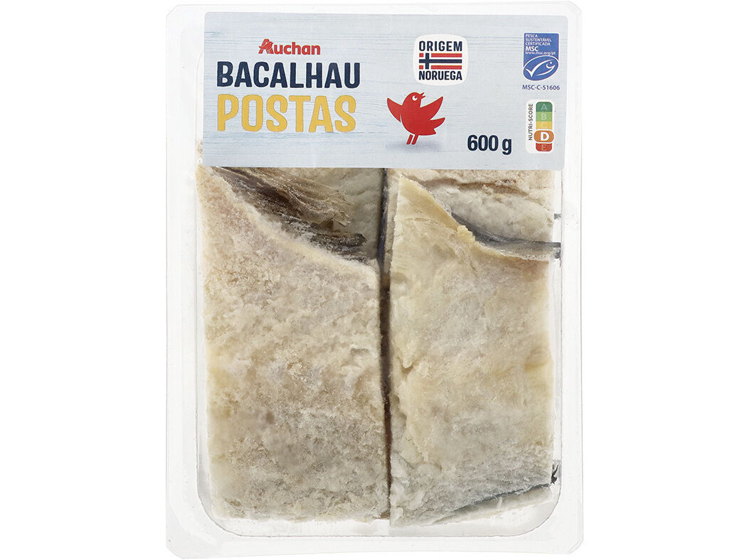 POSTAS DE BACALHAU DA NORUEGA MSC AUCHAN 600GR