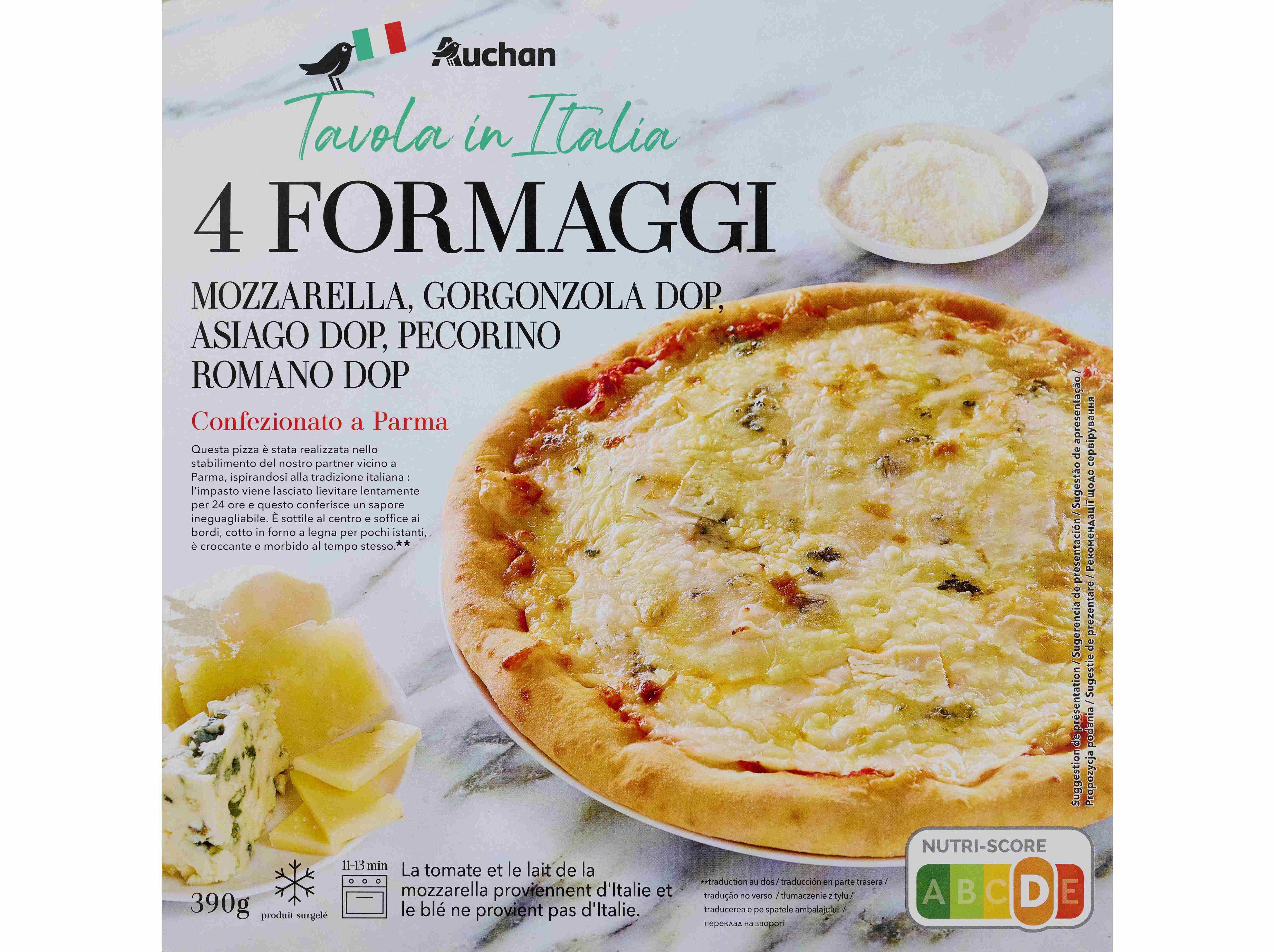 PIZZA AUCHAN &Agrave; MESA EM IT&Aacute;LIA 4 FORMAGGI 390G image number 0