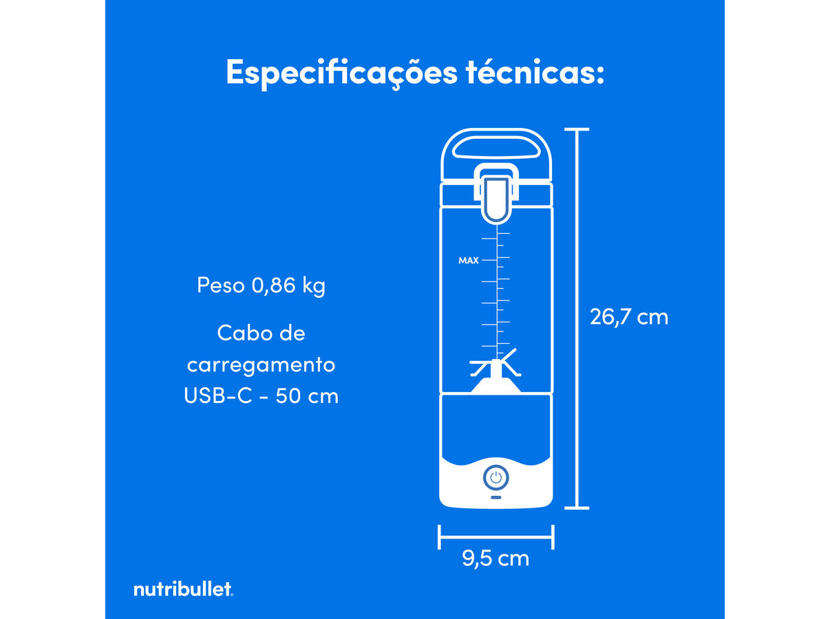 LIQUIDIFICADORA NUTRIBULLET PORTABLE NBP003W BRANCO 475ML image number 6